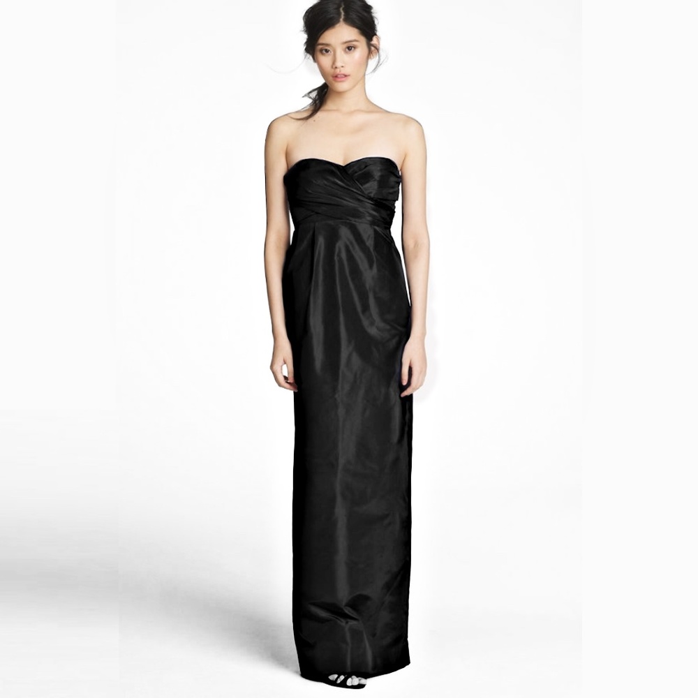 👗 NEW 4 JCrew Silk Taffeta Prom bridesmaid Black Formal Dress Long Small Maxi